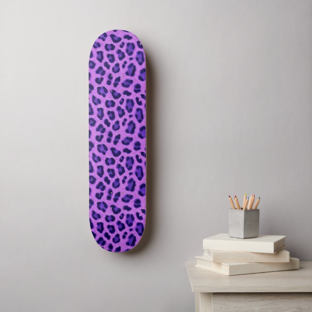 Pink Violet Leopard Animal Print Skin Pattern Skateboard (Wall Art)