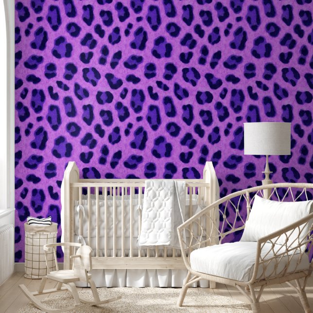 Pink Violet Leopard Animal Print Skin Pattern Wallpaper (Kids)