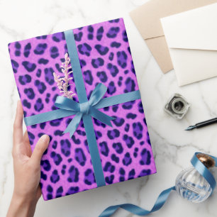 Pink Violet Leopard Animal Print Skin Pattern Wrapping Paper