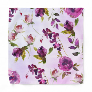 Pink Violet Peony & Orchid Garden Pocket Square Bandana