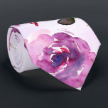 Pink Violet Peony & Orchid Garden Wedding Neck Tie<br><div class="desc">A pink and violet watercolor floral wedding neck tie featuring watercolor painted florals of peonies and orchids in bloom on a watercolor wash background.</div>