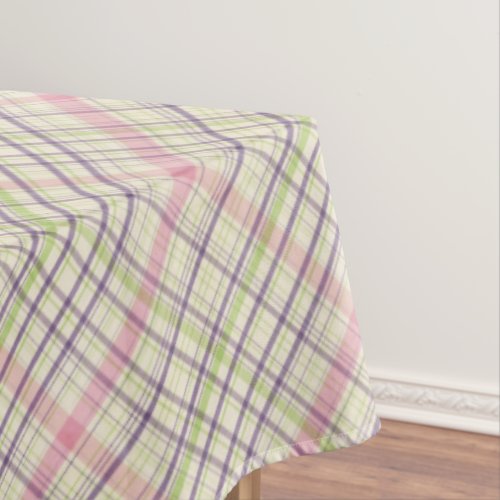 Pink Violet Purple Lime Green Plaid Pattern Tablecloth