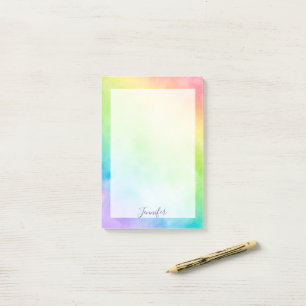 Pink violet rainbow watercolor post-it notes
