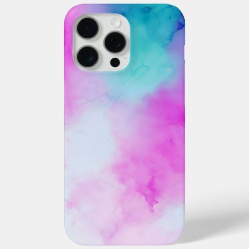 Pink Violet teal turquoise Blue Sky watercolor  iPhone 15 Pro Max Case