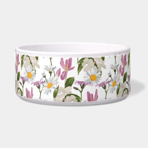 Pink violet tropical daisy and lily wildflowers bowl