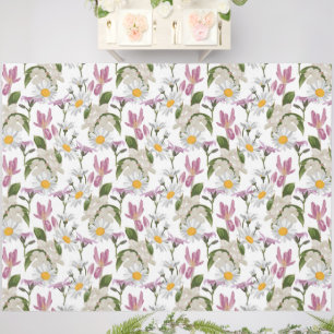 Pink violet tropical daisy and lily wildflowers outdoor rug
