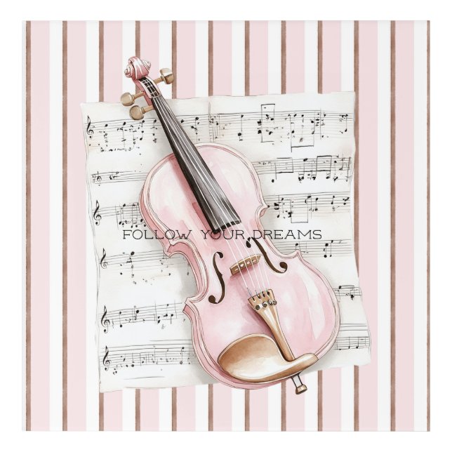 Pink Violin Music Sheet Acrylic Print (Front)