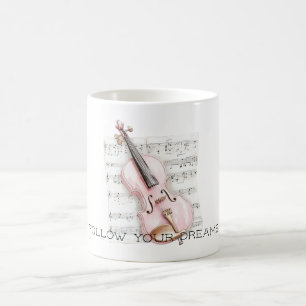 Pink Violin Music Sheet Coffee Mug