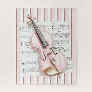 Pink Violin Music Sheet Jigsaw Puzzle
