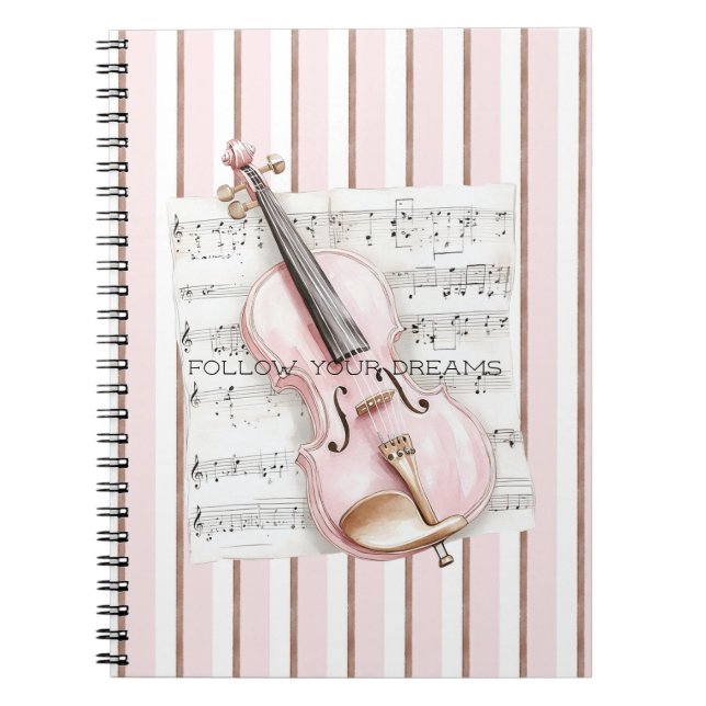 Pink Violin Music Sheet Notebook (Front)
