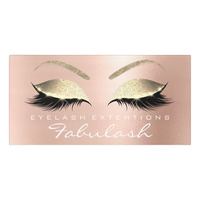 Pink VIP Glitter Gold Beauty Salon Lashes Makeup Door Sign (Classic Front)