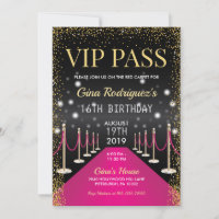 Pink VIP Pass Hollywood Red Carpet Birthday