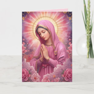 Pink VIrgin Mary Sympathy Folded Greeting Card