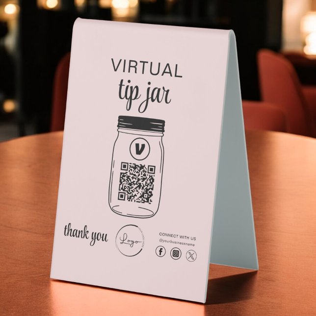 Pink Virtual Tip Jar QR Code Logo  Table Tent (Creator Uploaded)