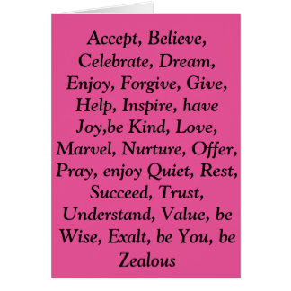 Pink virtues card