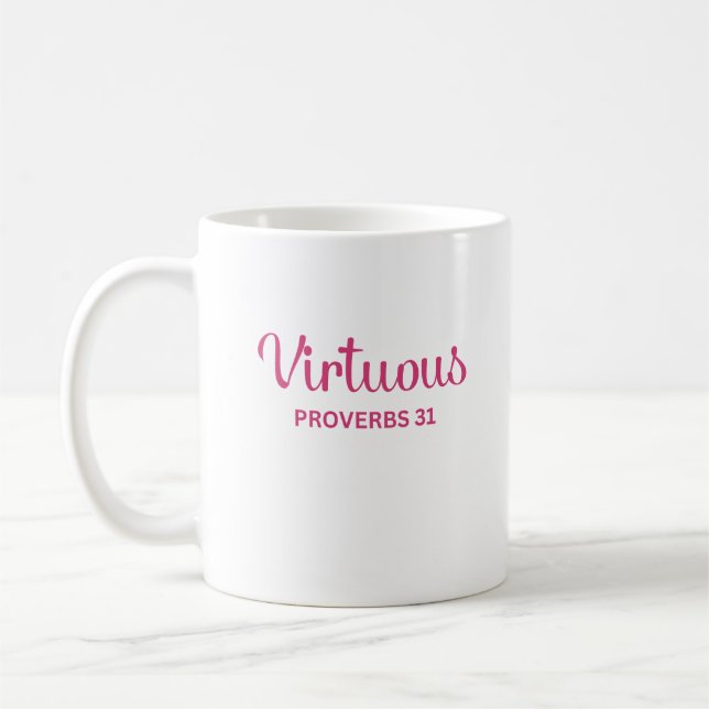Pink Virtuous Woman Proverbs 31 Coffee Mug (Left)