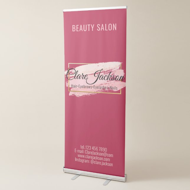 Pink Viva Magenta Golden Retractable Banner (3/4)