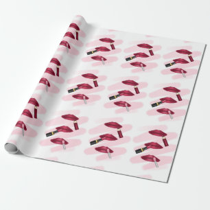 Pink Viva Magenta Lip Makeup Pattern Wrapping Paper