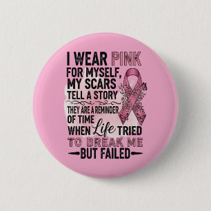 Pink Volleyball Breast Cancer Awareness Button