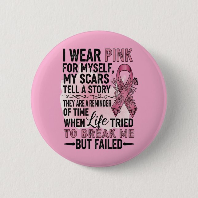 Pink Volleyball Breast Cancer Awareness Button (Front)