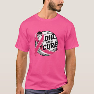 Pink Volleyball Breast Cancer Dig For A Cure T-Shirt