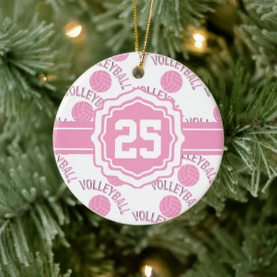 Pink Volleyball Ceramic Ornament