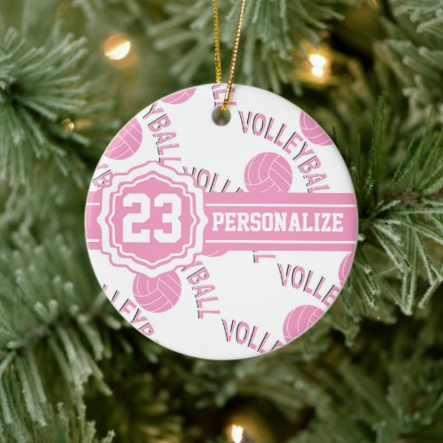 Pink Volleyball Ceramic Ornament