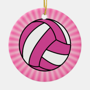 Pink Volleyball Ceramic Ornament