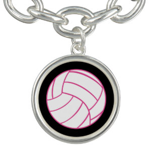 Pink Volleyball Charm Bracelet