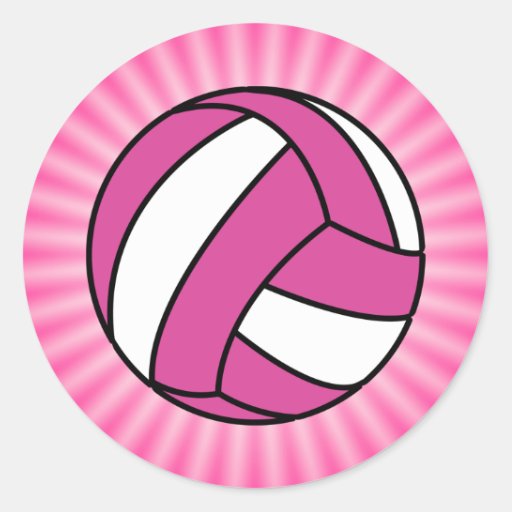 Pink Volleyball Classic Round Sticker | Zazzle