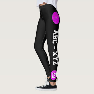 Pink Volleyball Custom Team Name and Player Number Leggings