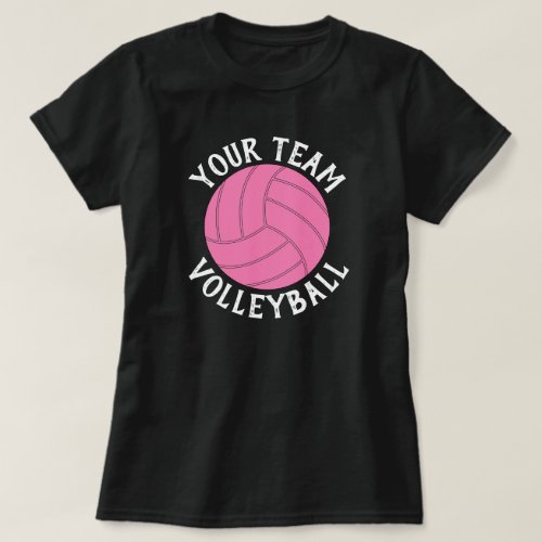 Pink Volleyball Custom Team Name Womens T_Shirt