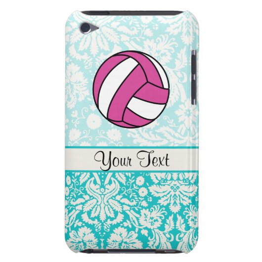 Pink Volleyball; Damask Pattern iPod Case-Mate Case (Back)