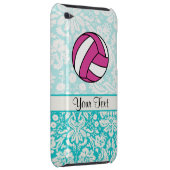 Pink Volleyball; Damask Pattern iPod Case-Mate Case (Back/Right)