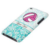 Pink Volleyball; Damask Pattern iPod Case-Mate Case (Bottom)