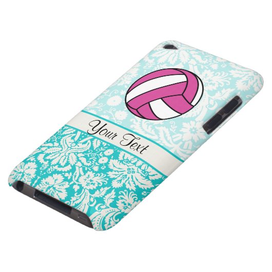 Pink Volleyball; Damask Pattern iPod Case-Mate Case (Bottom)