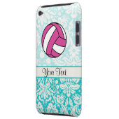 Pink Volleyball; Damask Pattern iPod Case-Mate Case (Back Left)