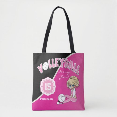Pink Volleyball Diva Girl Tote Bag