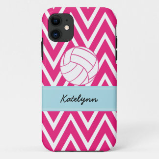 Pink Volleyball Modern Chevron Zigzag iPhone Case