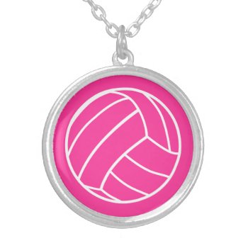 Pink Volleyball Necklace by RelevantTees at Zazzle