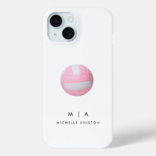 Pink Volleyball Personalized iPhone 15 Case