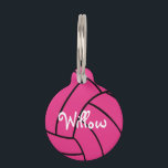 Pink Volleyball Personalized Pet Tag<br><div class="desc">Cute pink volleyball personalized pet tag.  Perfect for your cat or dog.  Makes a great gift for all occasions.  Click the "Customize it!" button to change the text size,  text color,  font style and more!</div>