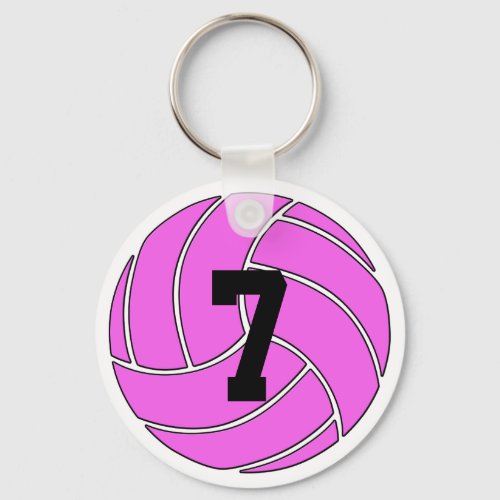 Pink Volleyball Player Custom Jersey Number  Text Keychain