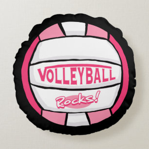 Pink Volleyball Rocks 2 Round Pillow
