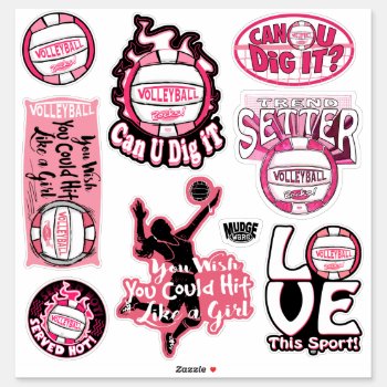 Pink Volleyball Rocks Sticker by mudgestudios at Zazzle