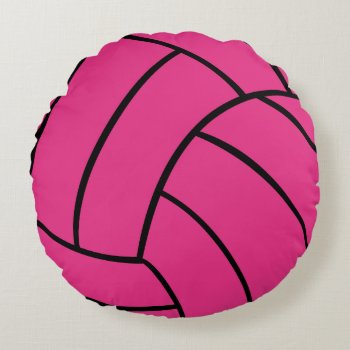 Pink Volleyball Round Throw Pillow by theburlapfrog at Zazzle