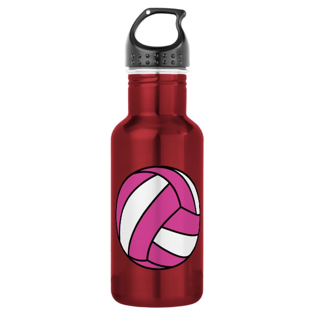 Pink Volleyball Stainless Steel Water Bottle (Front)