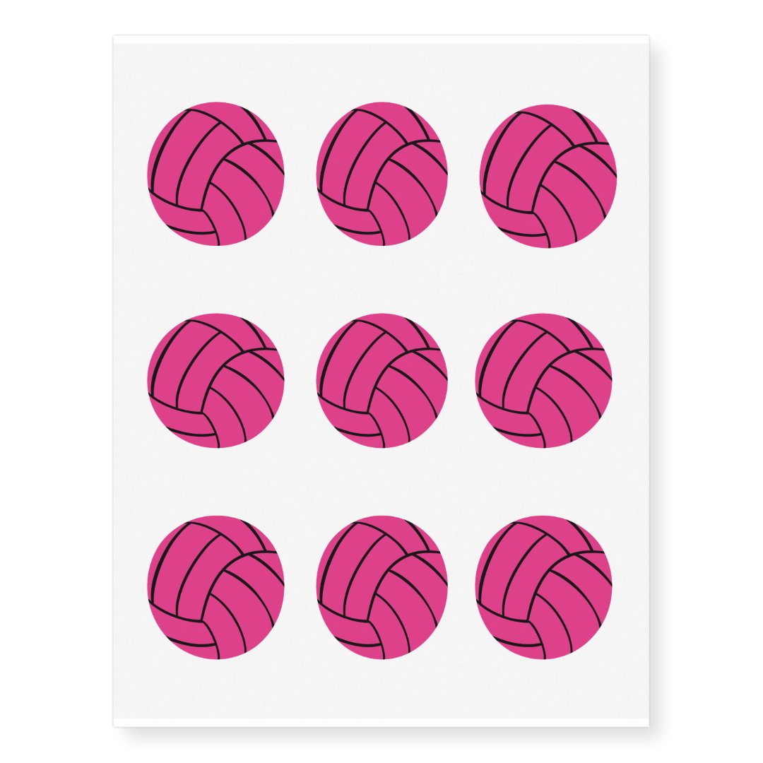 Pink Volleyball Temporary Tattoos Zazzle