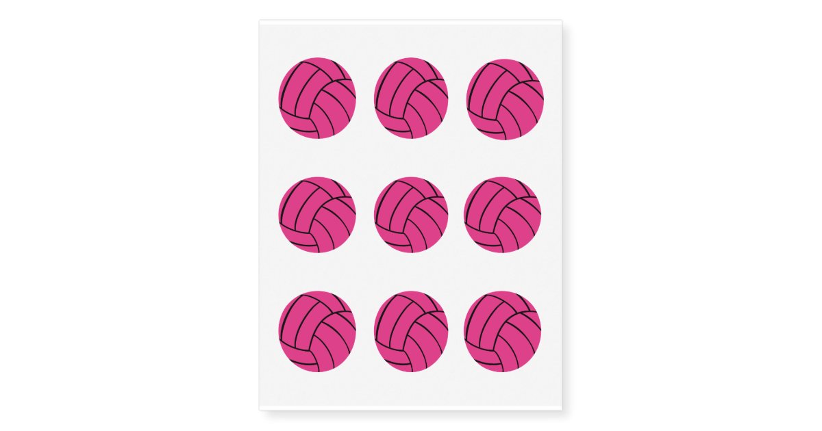 Pink Volleyball Temporary Tattoos Zazzle