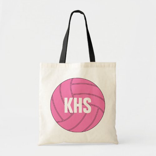 Pink Volleyball Tote Bag with Custom Text